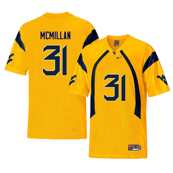 NCAA Men's Jawaun McMillan West Virginia Mountaineers Yellow #31 Nike Stitched Football College Retro Authentic Jersey IX23X24OF